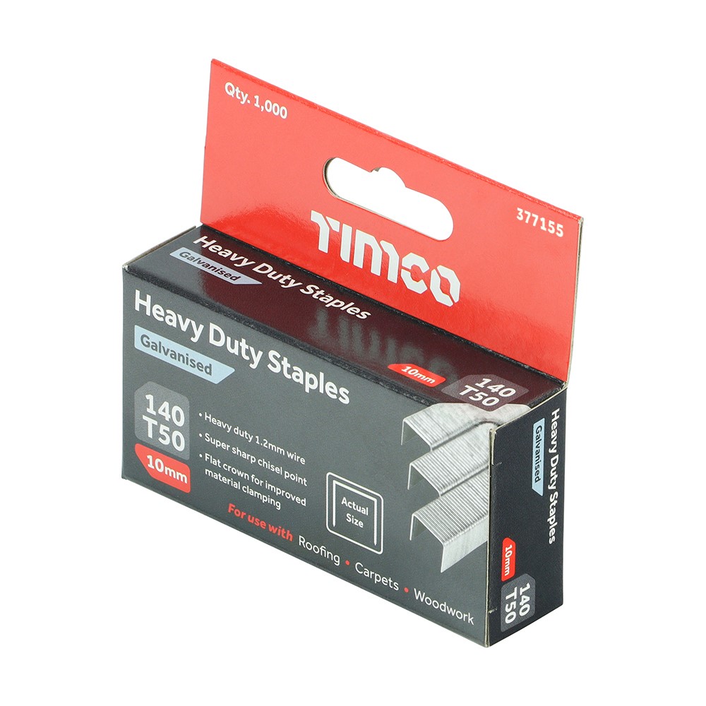 TIMCO Heavy Duty Staples - Chisel Point - Galvanised - Bulk Pack 10mm (5000 Pack)