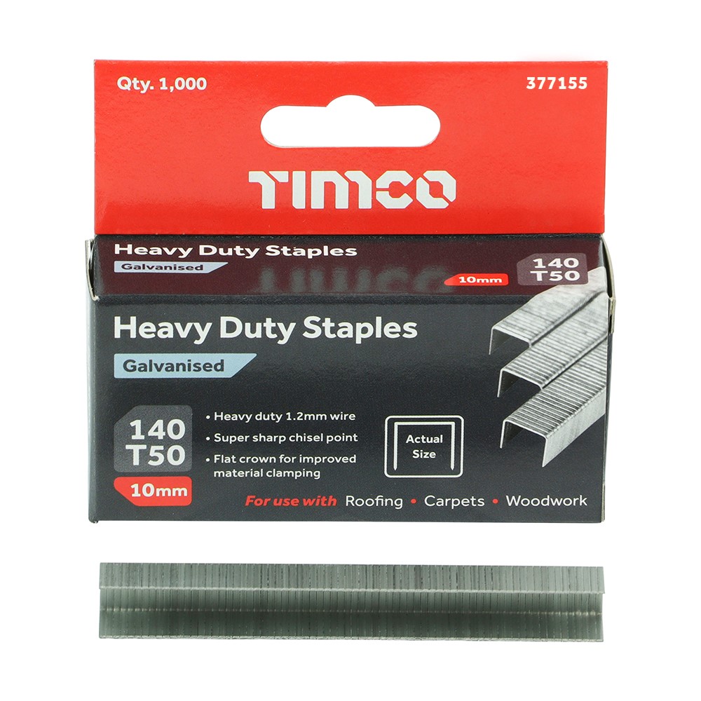 TIMCO Heavy Duty Staples - Chisel Point - Galvanised - Bulk Pack 10mm (5000 Pack)