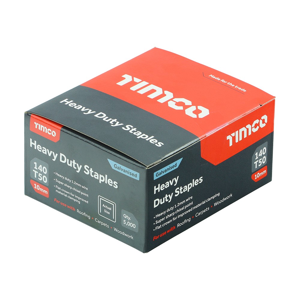 TIMCO Heavy Duty Staples - Chisel Point - Galvanised - Bulk Pack 10mm (5000 Pack)