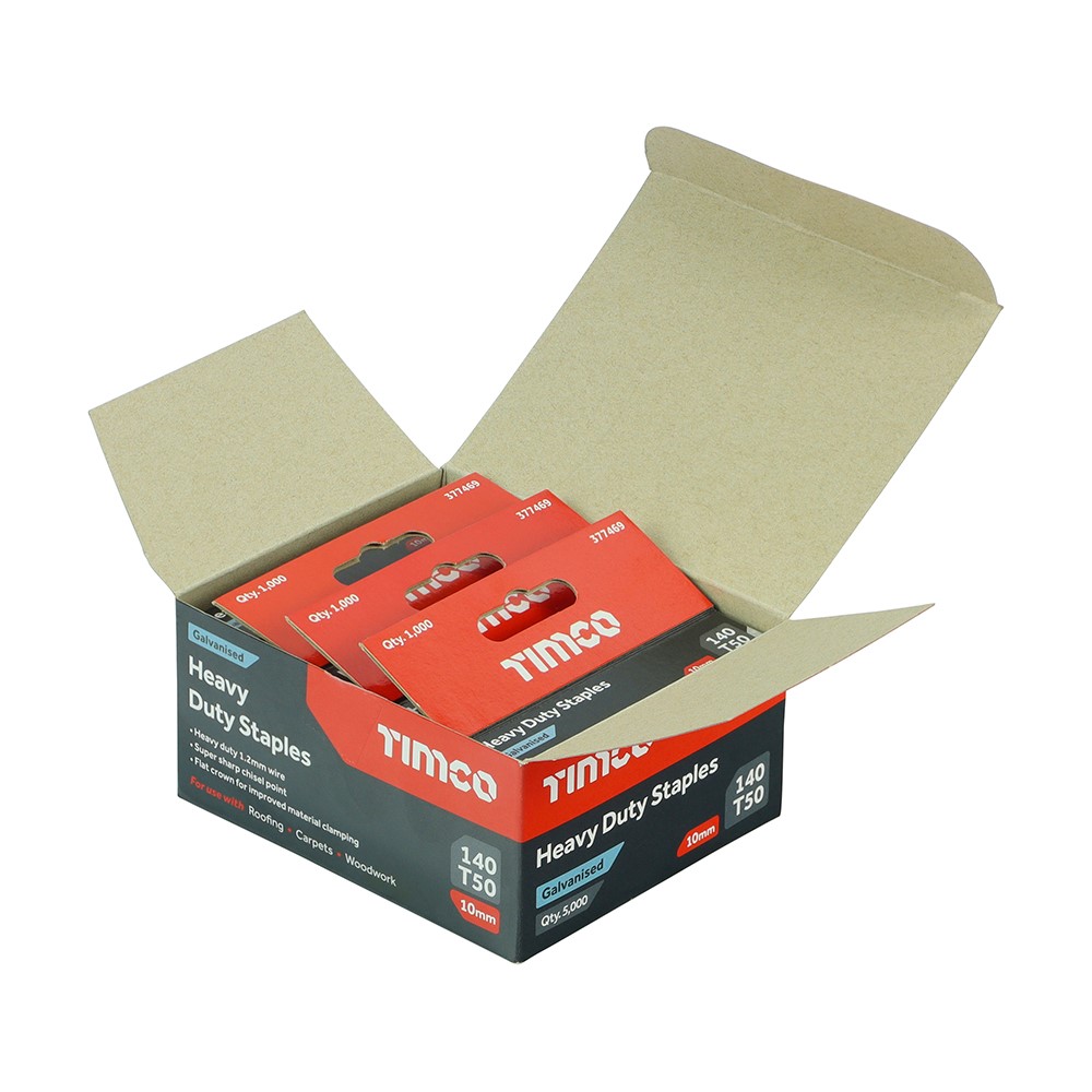 TIMCO Heavy Duty Staples - Chisel Point - Galvanised - Bulk Pack 10mm (5000 Pack)