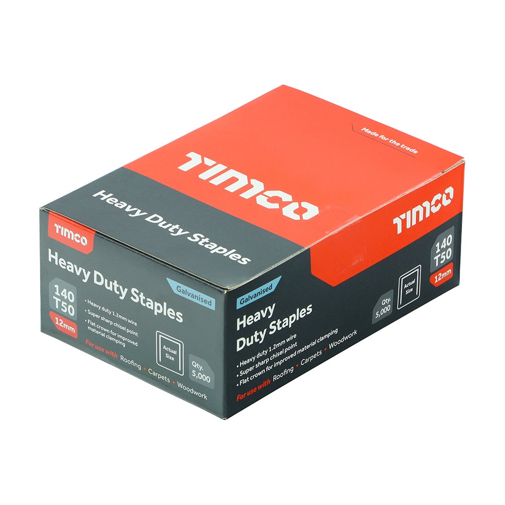 TIMCO Heavy Duty Staples - Chisel Point - Galvanised - Bulk Pack 12mm (5000 Pack)