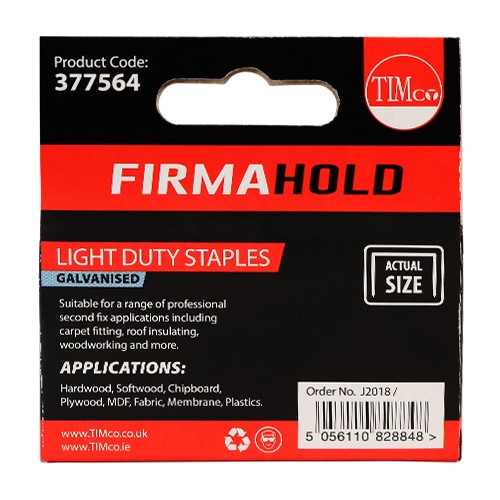 TIMCO Light Duty Staples - Chisel Point - Galvanised 8mm (1000 Pack)