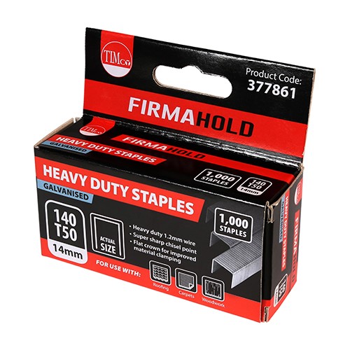 TIMCO Heavy Duty Staples - Chisel Point - Galvanised 14mm (1000 Pack)