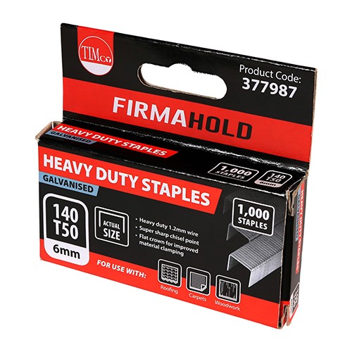 TIMCO Heavy Duty Staples - Chisel Point - Galvanised 6mm (1000 Pack)