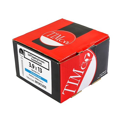 TIMCO Metal Tapping Screws - PZ - Countersunk - Self-Tapping - A2 Stainless Steel 3.9 x 9.5mm (200 Pack)