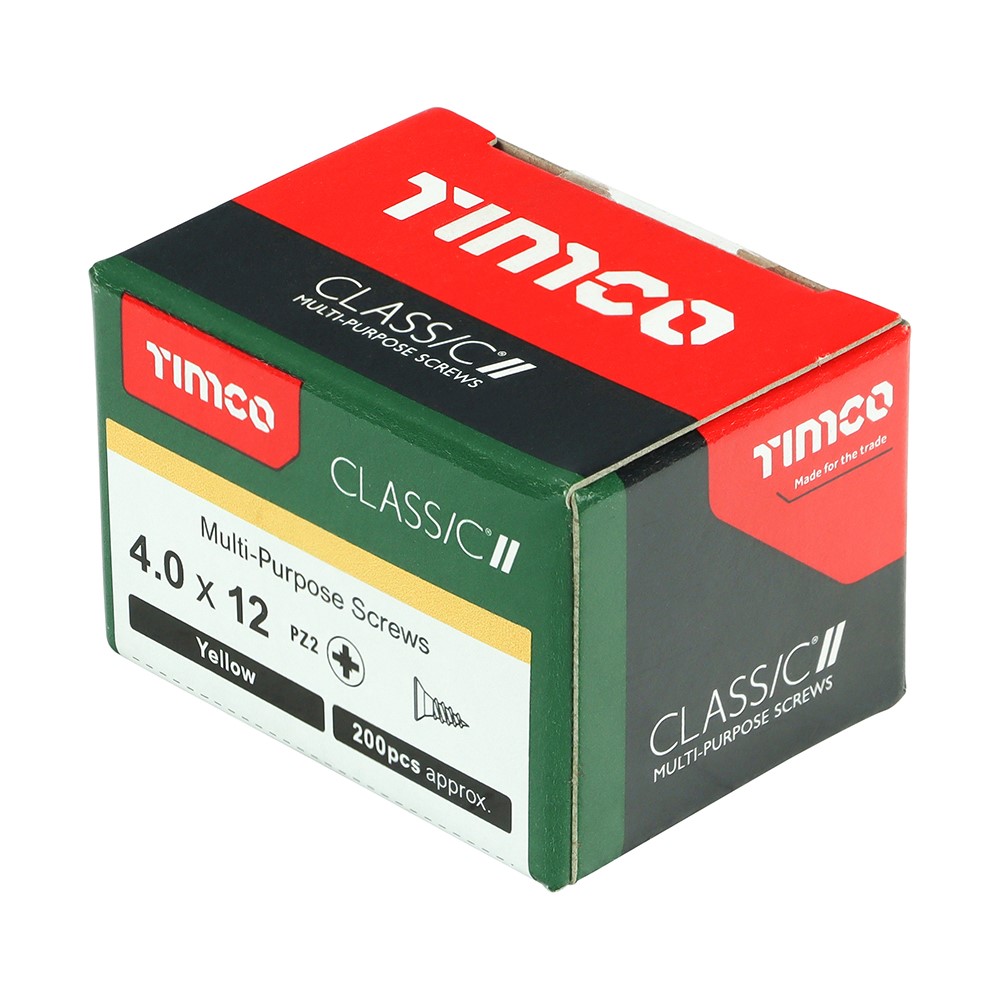 TIMCO Classic Multi-Purpose Screws - PZ - 4.0 x 12mm (200 Pack)