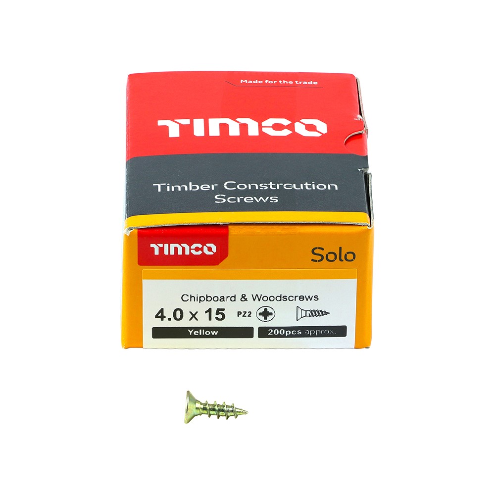 TIMCO Solo Woodscrews - PZ - 4.0 x 15mm (200 Pack)