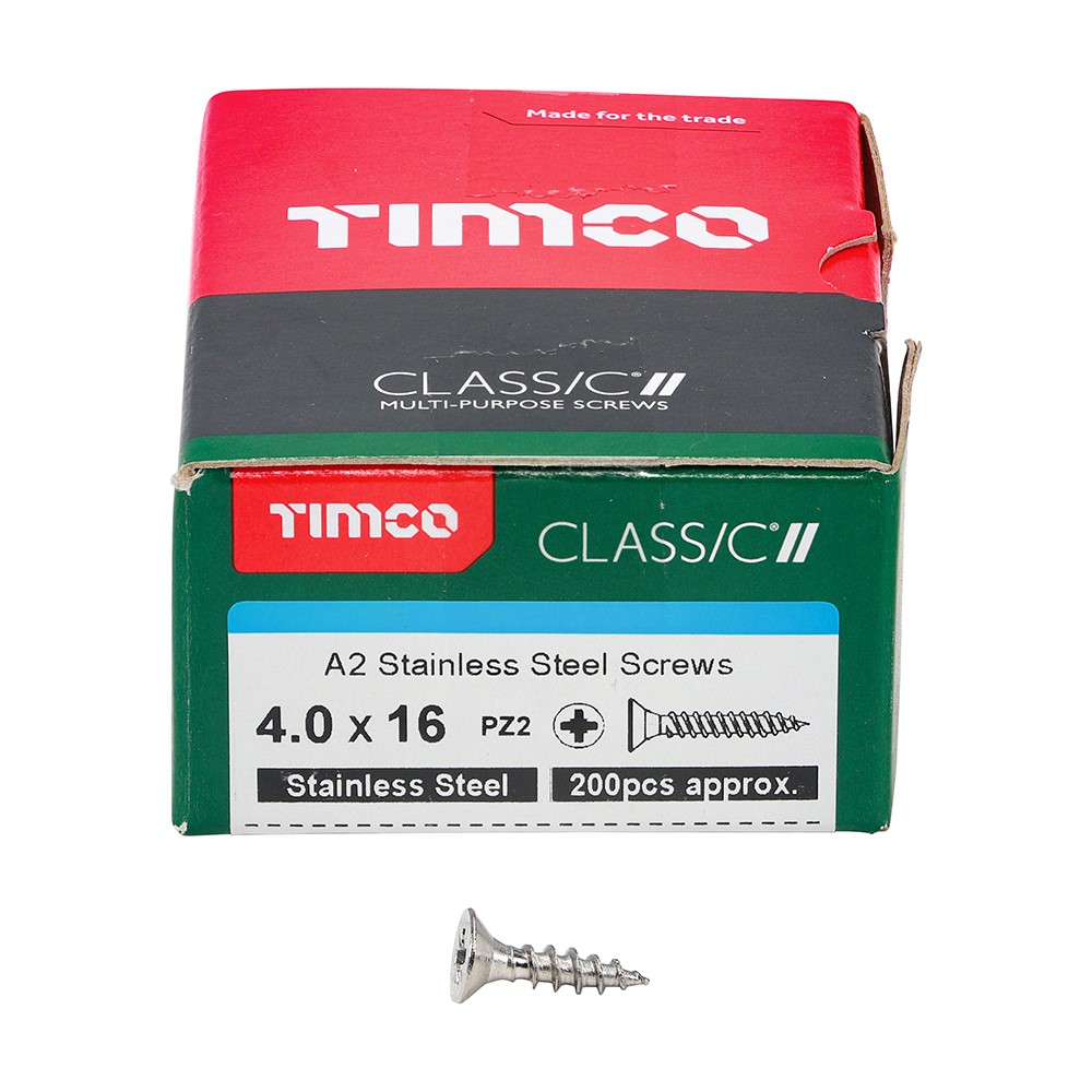 TIMCO Classic Multi-Purpose Screws - PZ -A2 Stainless Steel 4.0 x 16mm (200 Pack)