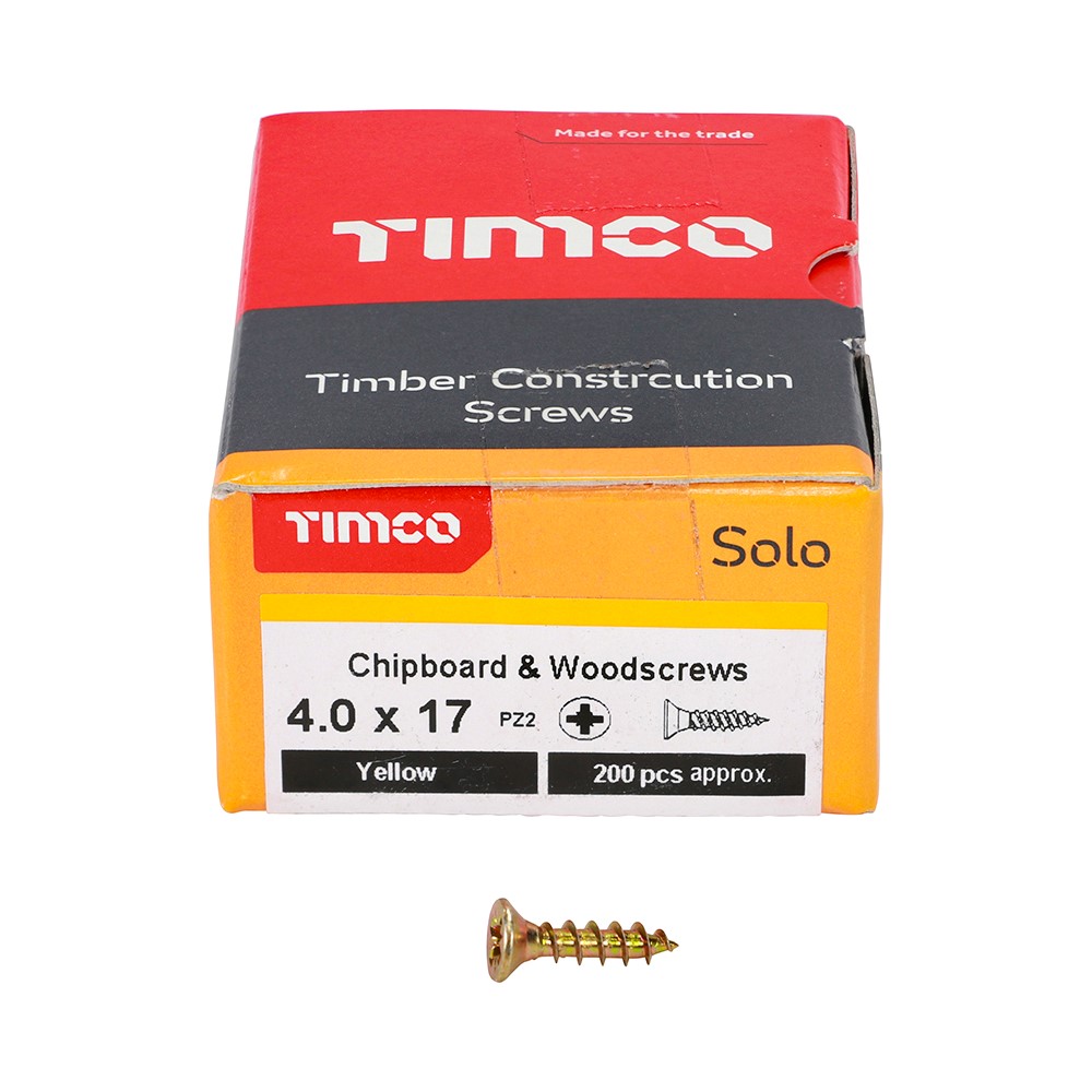 TIMCO Solo Woodscrews - PZ - 4.0 x 17mm (200 Pack)