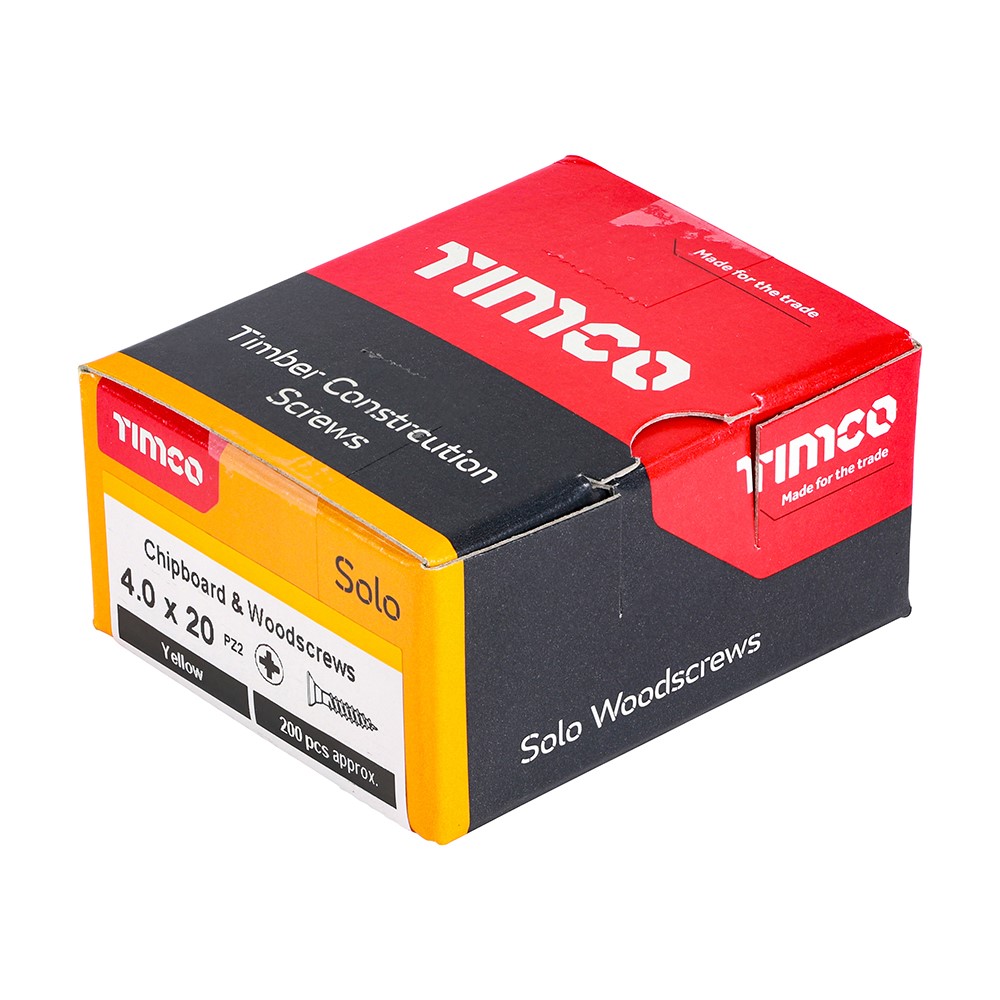 TIMCO Solo Woodscrews - PZ - 4.0 x 20mm (200 Pack)