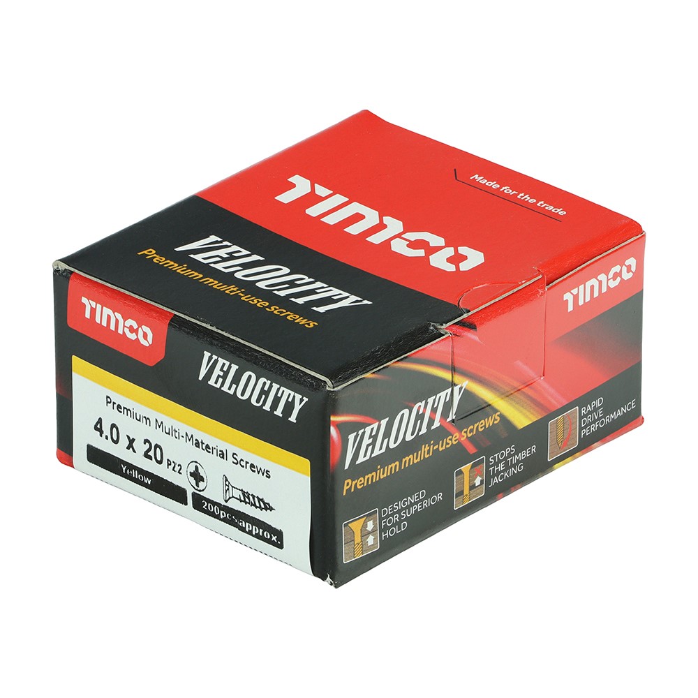 TIMCO Velocity Premium Multi-Use Screws - PZ - 4.0 x 20mm (200 Pack)