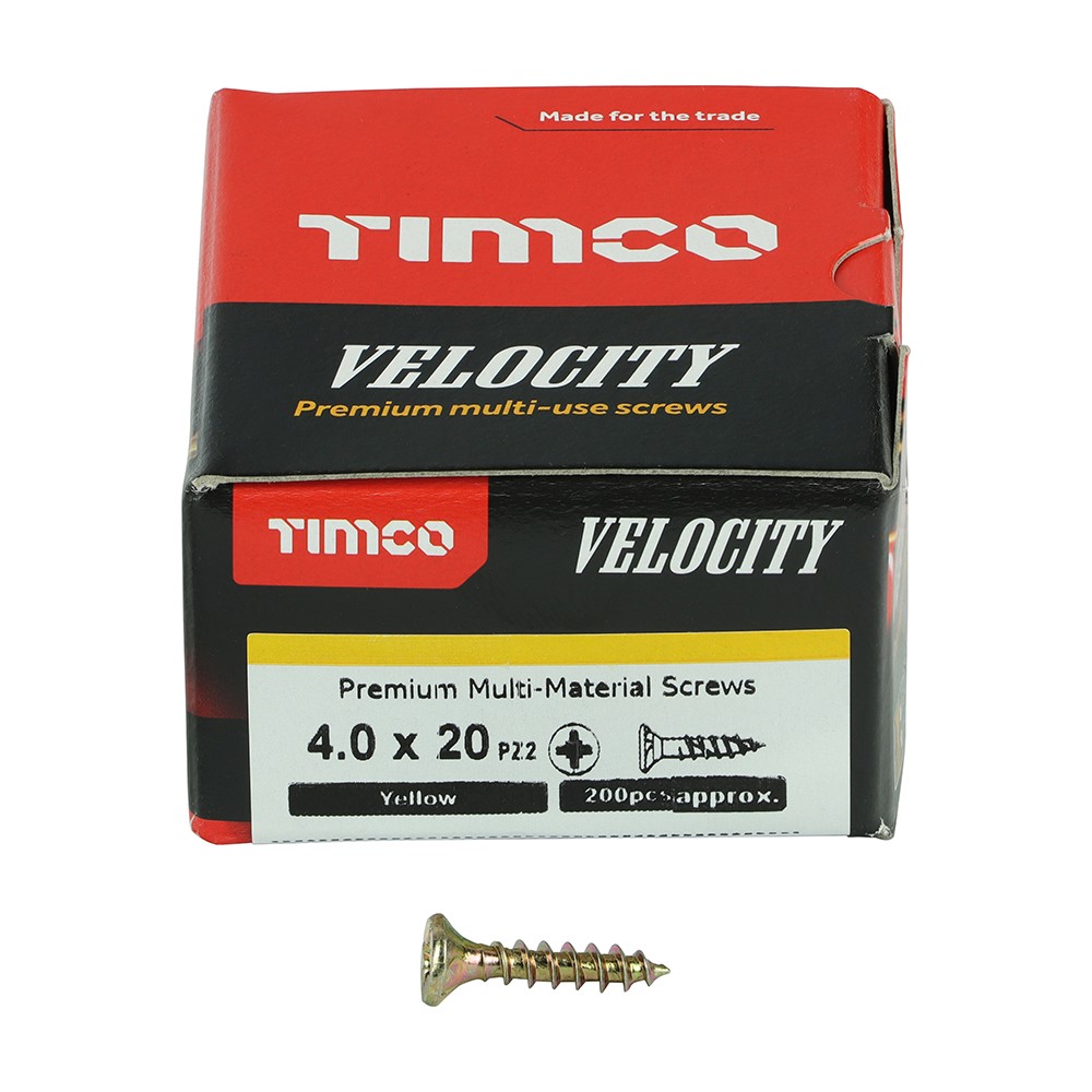 TIMCO Velocity Premium Multi-Use Screws - PZ - 4.0 x 20mm (200 Pack)