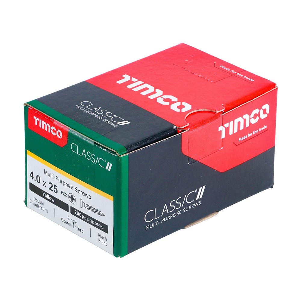 TIMCO Classic Multi-Purpose Screws - PZ - 4.0 x 25mm (200 Pack)