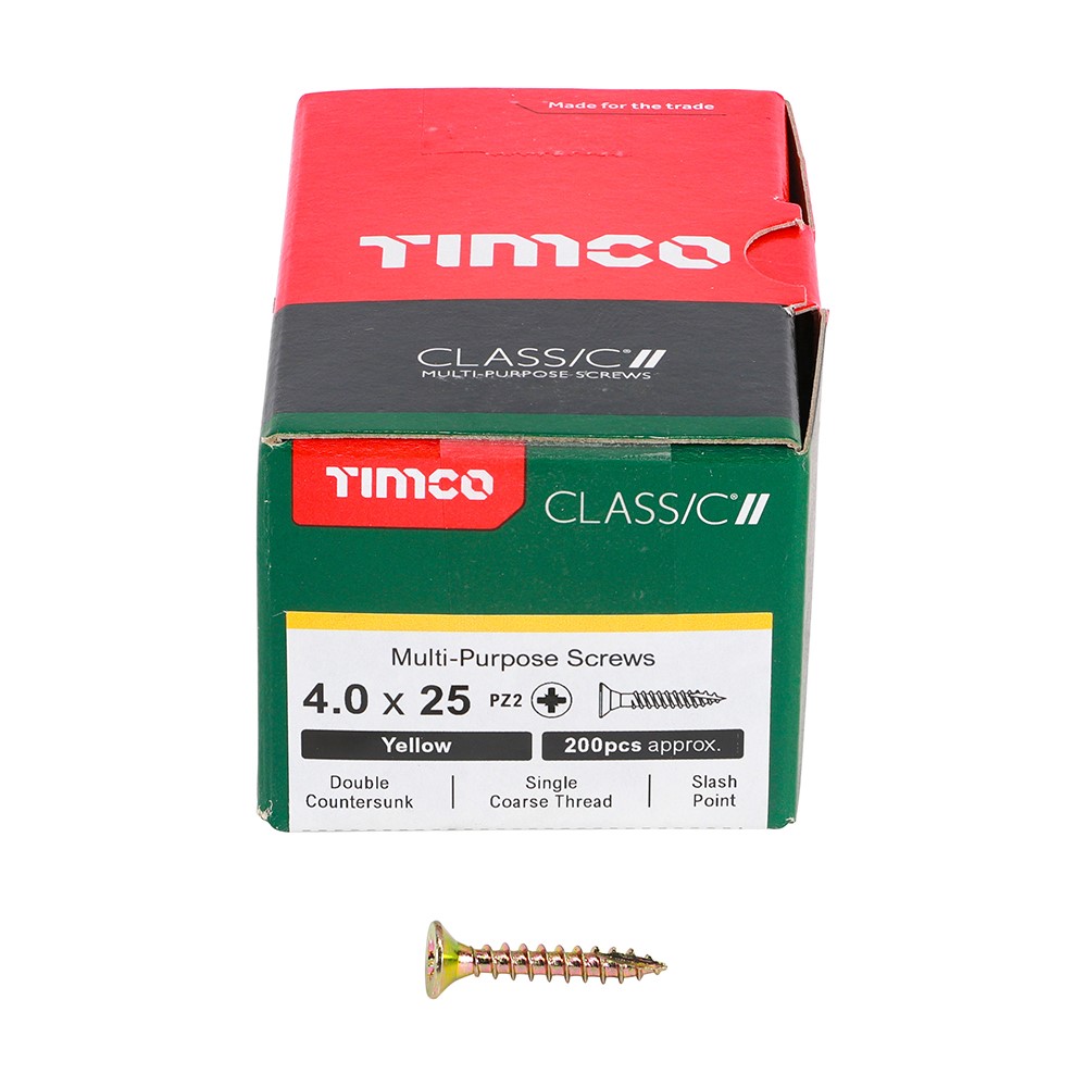 TIMCO Classic Multi-Purpose Screws - PZ - 4.0 x 25mm (200 Pack)