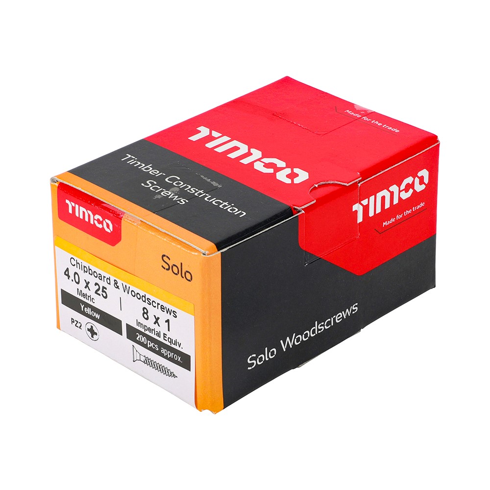 TIMCO Solo Woodscrews - PZ - 4.0 x 25mm (200 Pack)