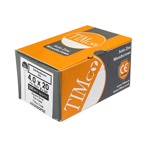 TIMCO Solo Woodscrews - SQ - Pan - Zinc 4.0 x 25mm (200 Pack)