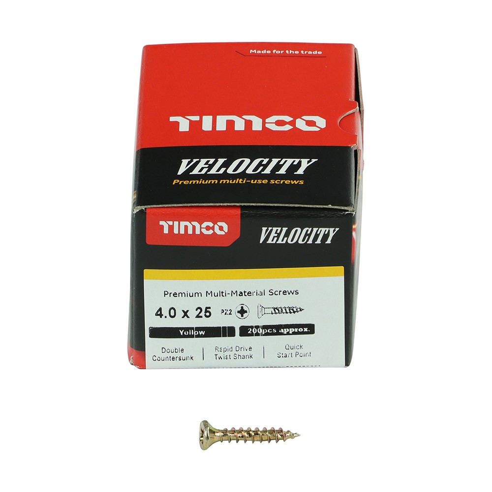 TIMCO Velocity Premium Multi-Use Screws - PZ - 4.0 x 25mm (200 Pack)