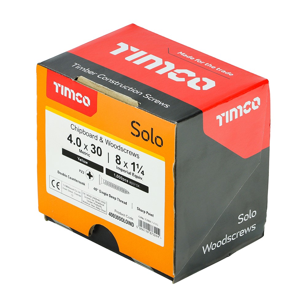 TIMCO Solo Woodscrew Industry Pack 4.0 x 30mm (1000 Pack)