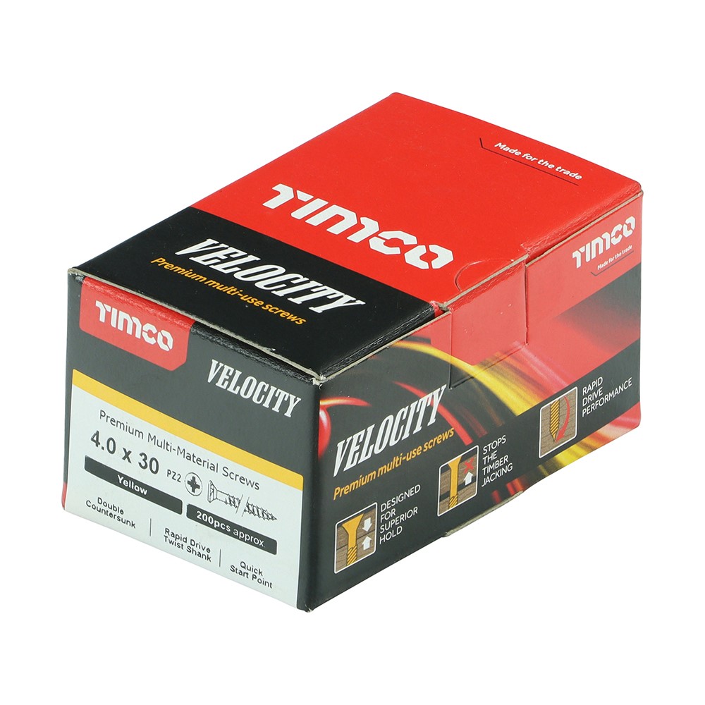 TIMCO Velocity Premium Multi-Use Screws - PZ - 4.0 x 30mm (200 Pack)