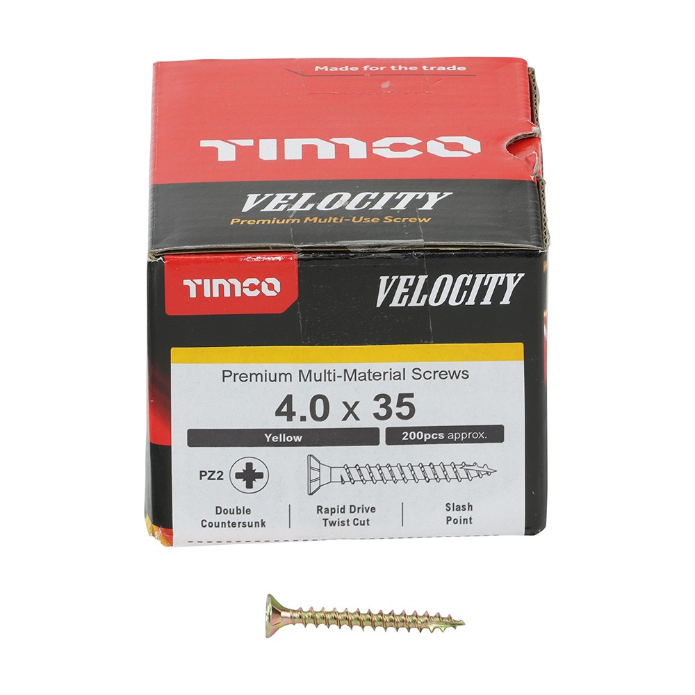 TIMCO Velocity Premium Multi-Use Screws - PZ - 4.0 x 35mm (200 Pack)