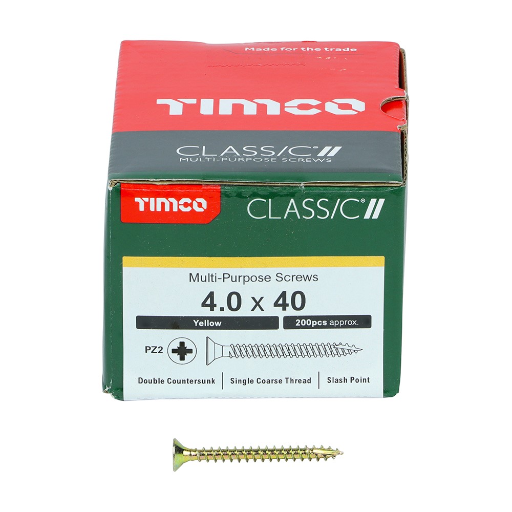 TIMCO Classic Multi-Purpose Screws - PZ - 4.0 x 40mm (200 Pack)