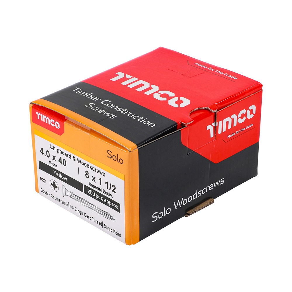 TIMCO Solo Woodscrews - PZ - 4.0 x 40mm (200 Pack)