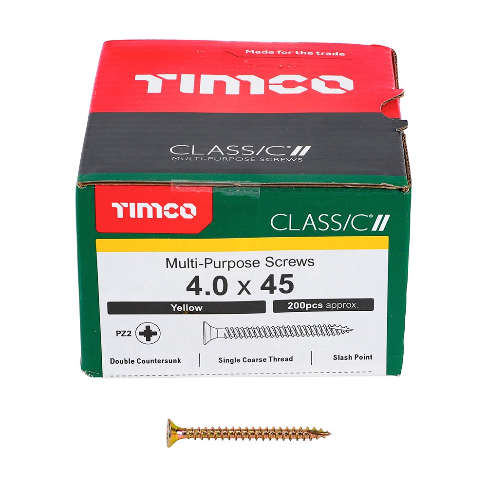 TIMCO Classic Multi-Purpose Screws - PZ - 4.0 x 45mm (200 Pack)