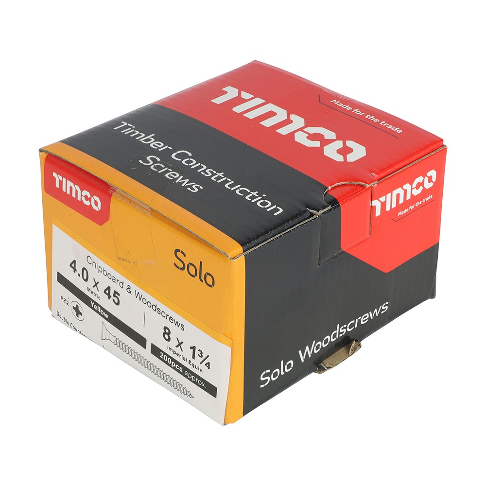 TIMCO Solo Woodscrews - PZ - 4.0 x 45mm (200 Pack)