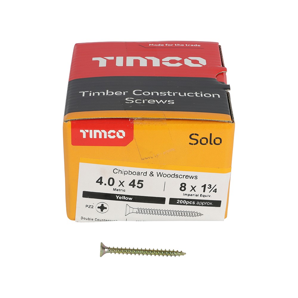 TIMCO Solo Woodscrews - PZ - 4.0 x 45mm (200 Pack)