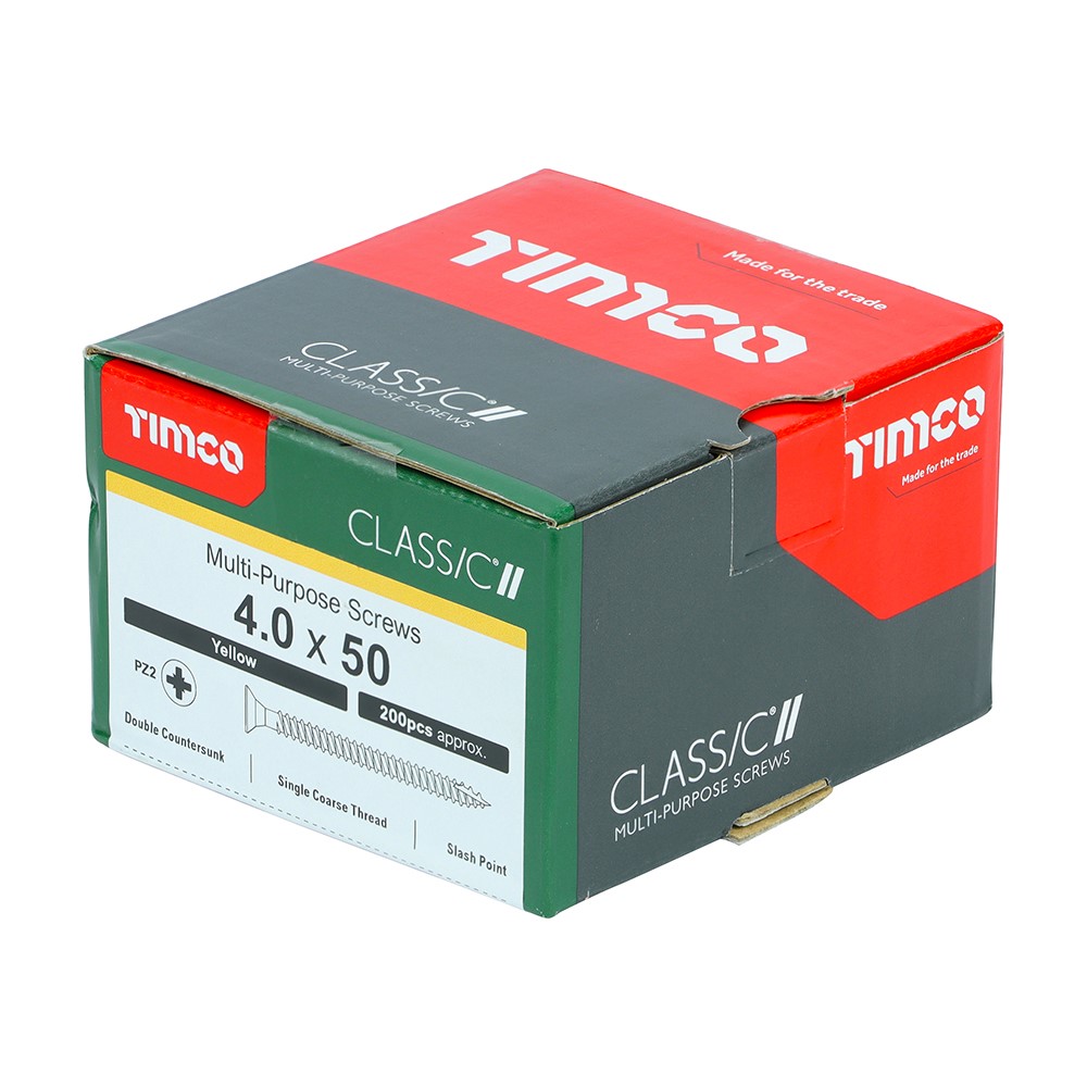 TIMCO Classic Multi-Purpose Screws - PZ - 4.0 x 50mm (200 Pack)