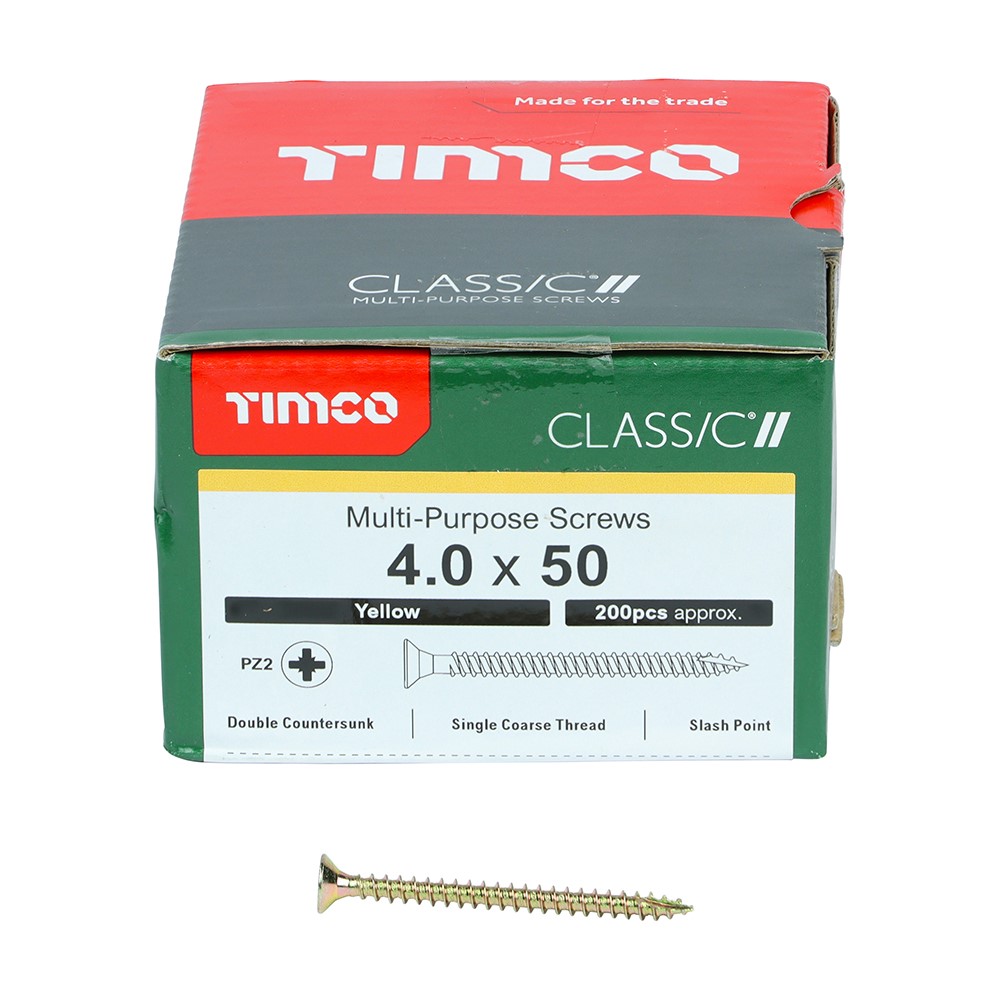 TIMCO Classic Multi-Purpose Screws - PZ - 4.0 x 50mm (200 Pack)