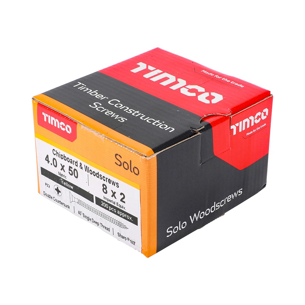 TIMCO Solo Woodscrews - PZ - 4.0 x 50mm (200 Pack)