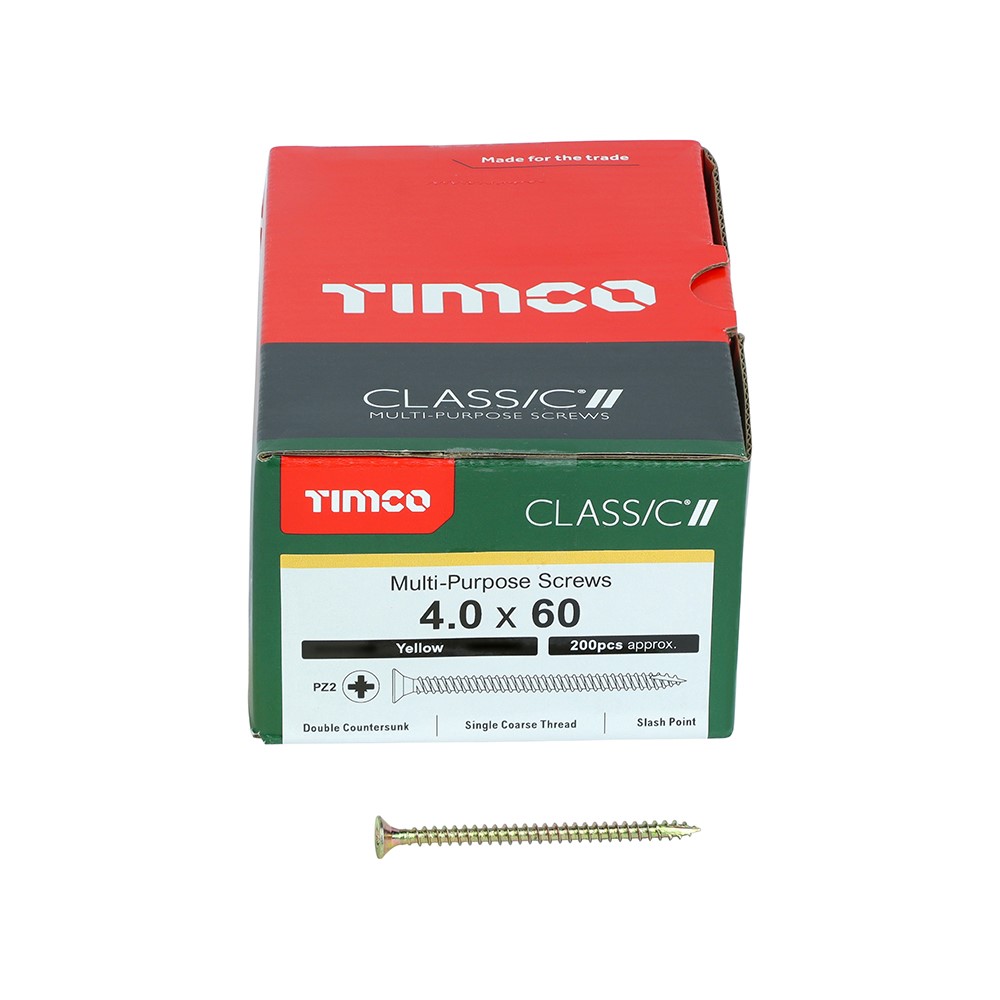 TIMCO Classic Multi-Purpose Screws - PZ - 4.0 x 60mm (200 Pack)