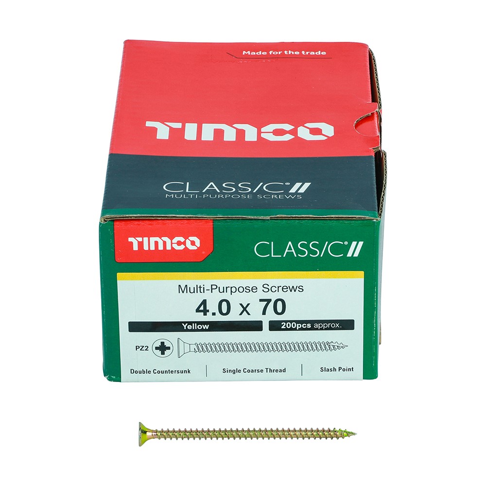 TIMCO Classic Multi-Purpose Screws - PZ - 4.0 x 70mm (200 Pack)