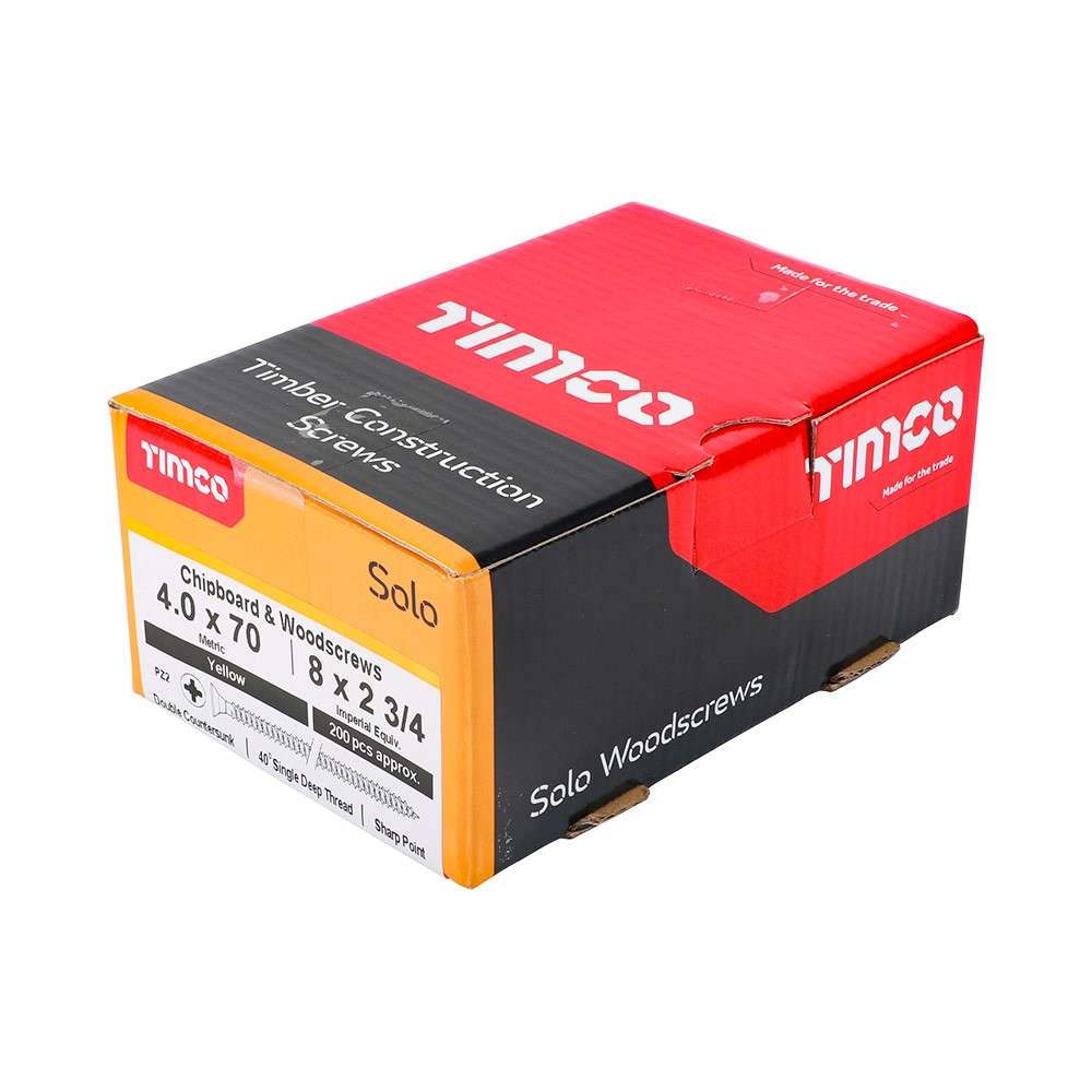 TIMCO Solo Woodscrews - PZ - 4.0 x 70mm (200 Pack)