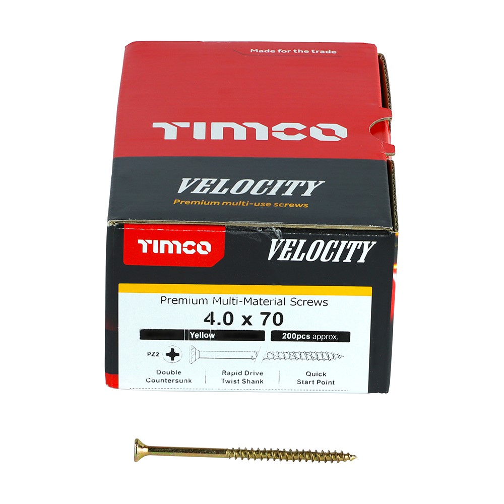 TIMCO Velocity Premium Multi-Use Screws - PZ - 4.0 x 70mm (200 Pack)