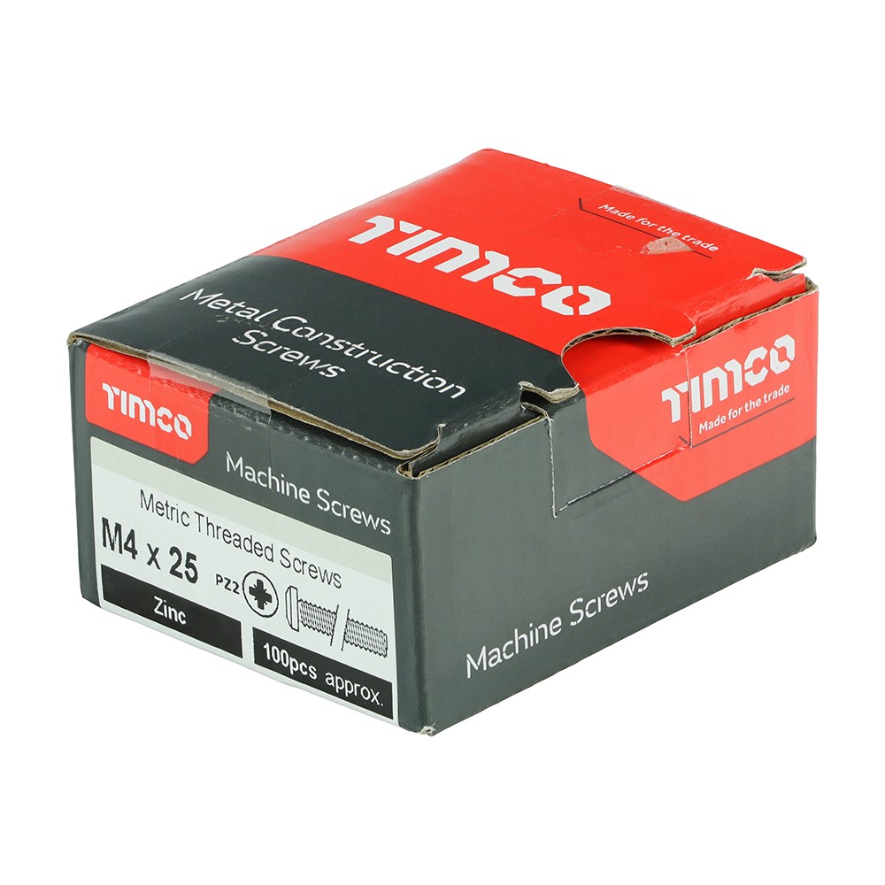 TIMCO Metric Threaded Machine Screws - PZ - Pan Head - Zinc M4 x 25mm (100 Pack)