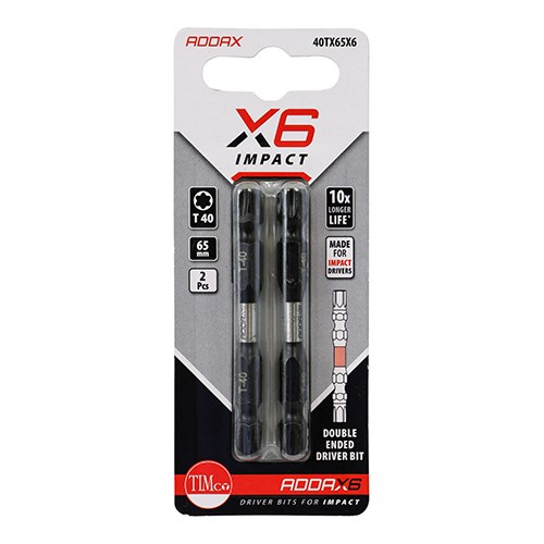 TIMCO Impact Driver Bits - TX - Double Ended TX40 x 65mm (2 Pack)