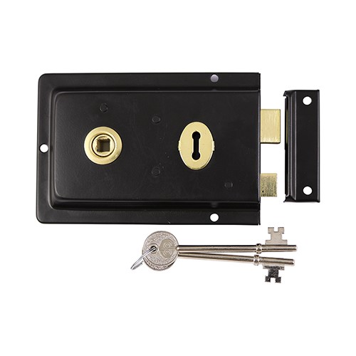 TIMCO Rim Sash Lock Fluted - Black 156 x 106mm