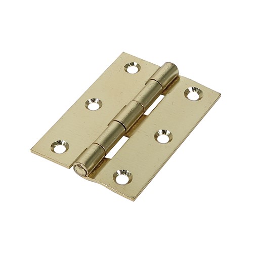 TIMCO Plain Butt Hinge - Fixed Pin (1838) - Electro Brass 63 x 44mm (2)