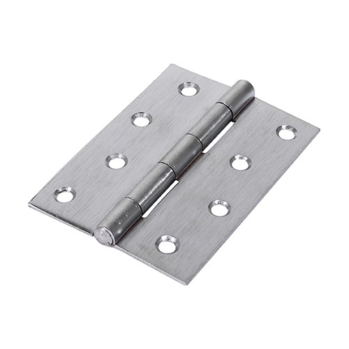 TIMCO Plain Butt Hinge - Fixed Pin (1838) - Satin Chrome 100 x 70mm (2)