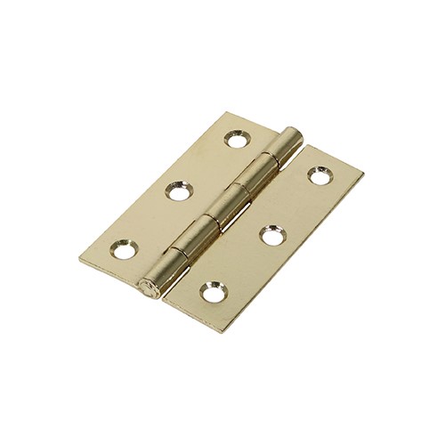 TIMCO Plain Butt Hinge - Fixed Pin (1838) - Electro Brass 75 x 50mm (2)