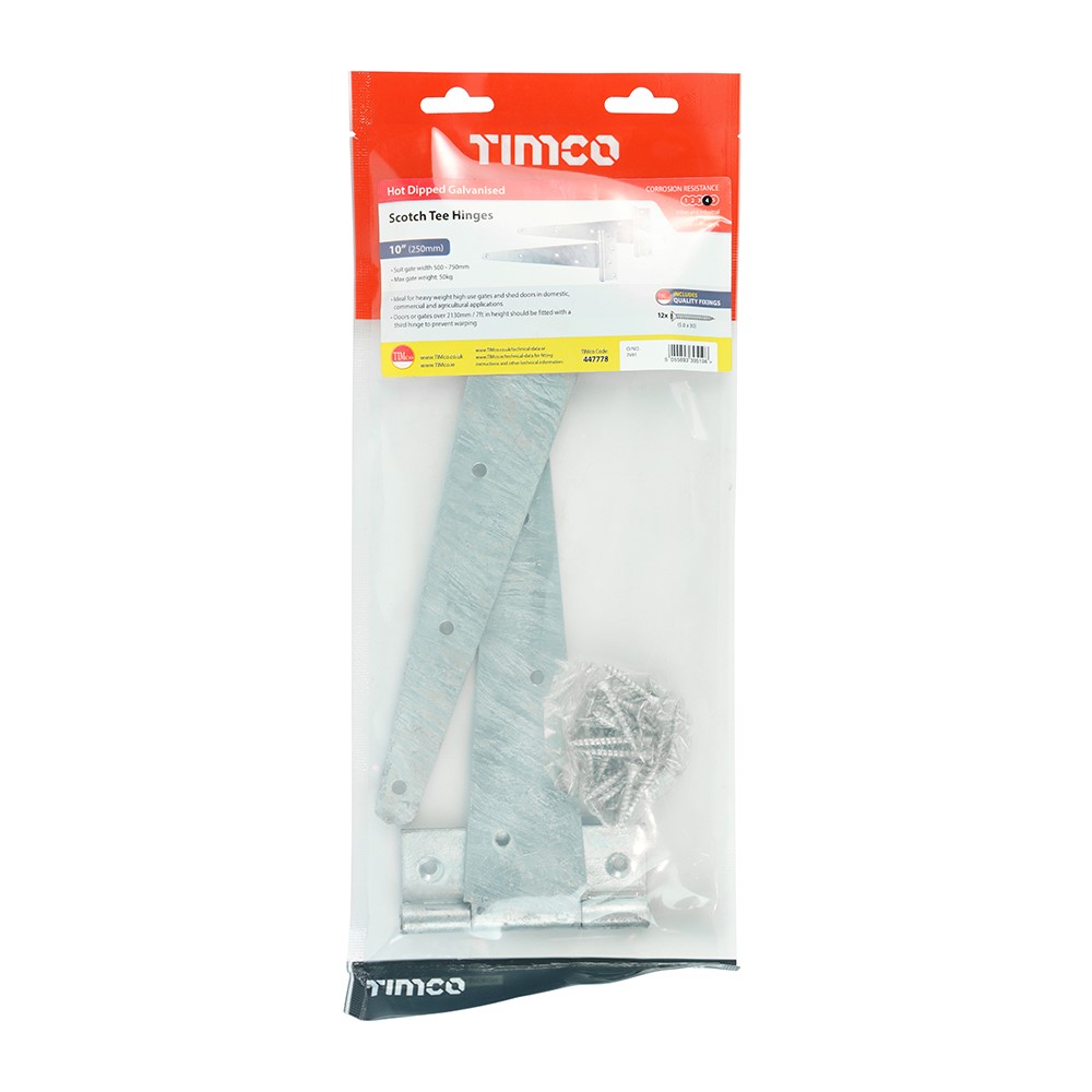 TIMCO Pair of Scotch Tee Hinges - Hot Dipped Galvanised 10