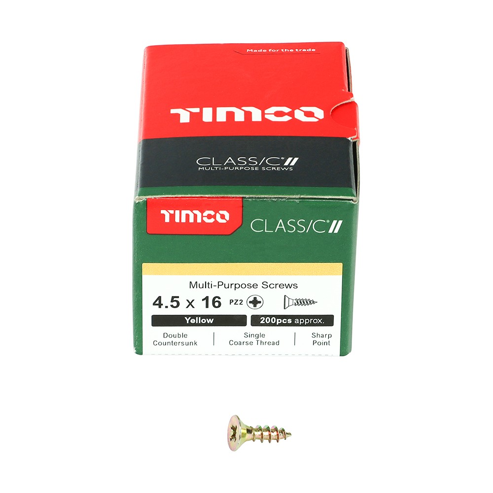 TIMCO Classic Multi-Purpose Screws - PZ - 4.5 x 16mm (200 Pack)