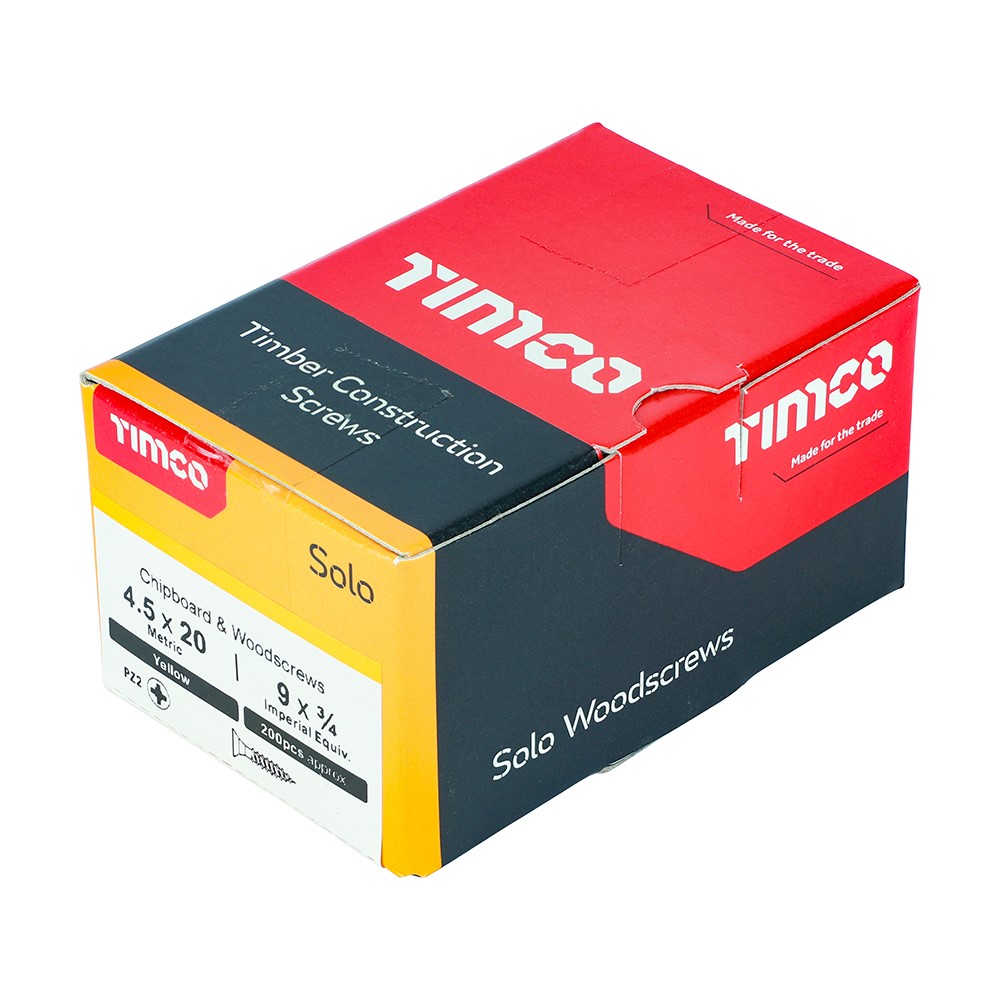 TIMCO Solo Woodscrews - PZ - 4.5 x 20mm (200 Pack)