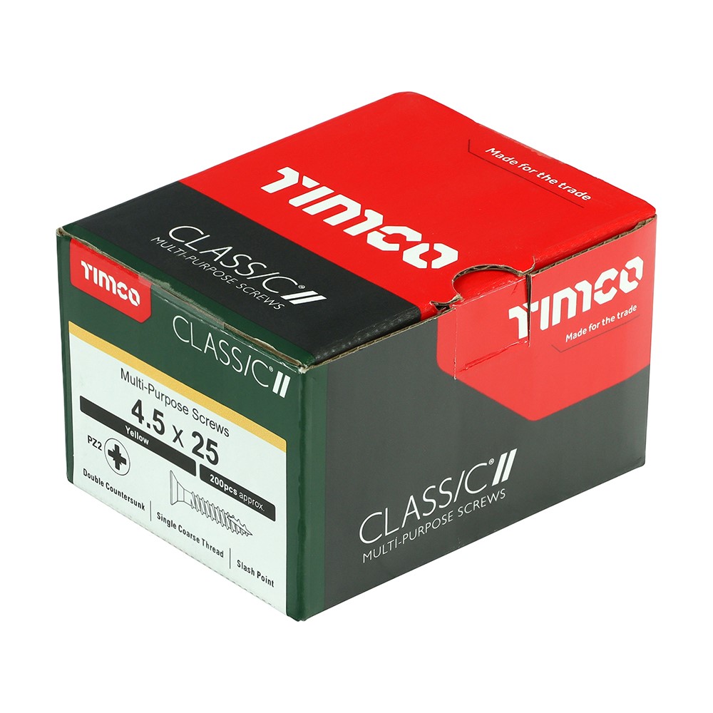 TIMCO Classic Multi-Purpose Screws - PZ - 4.5 x 25mm (200 Pack)