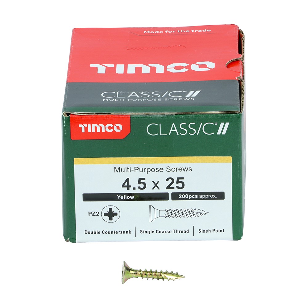 TIMCO Classic Multi-Purpose Screws - PZ - 4.5 x 25mm (200 Pack)