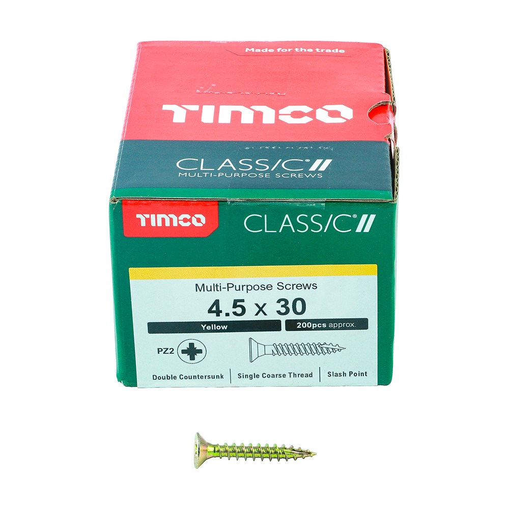 TIMCO Classic Multi-Purpose Screws - PZ - 4.5 x 30mm (200 Pack)