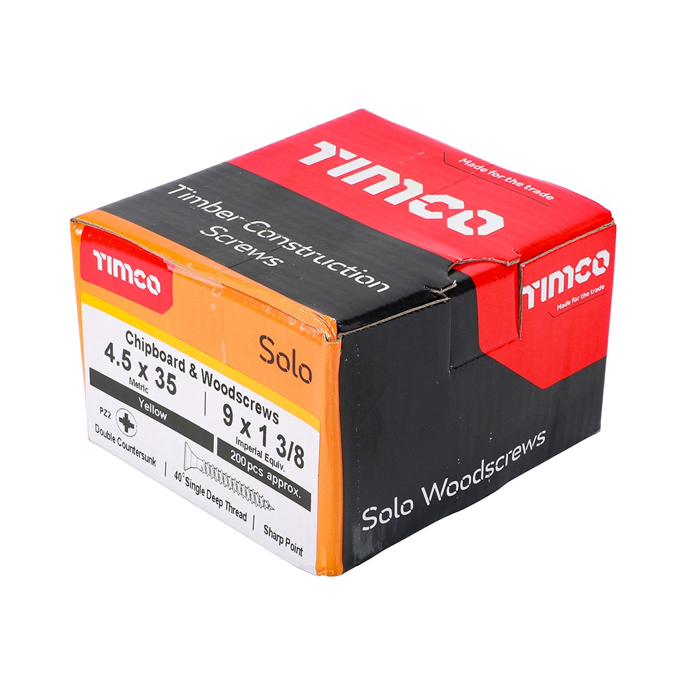 TIMCO Solo Woodscrews - PZ - 4.5 x 35mm (200 Pack)