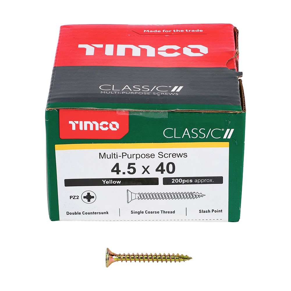 TIMCO Classic Multi-Purpose Screws - PZ - 4.5 x 40mm (200 Pack)